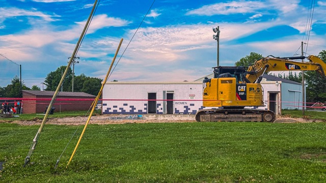 Construction equipment during summer campus improvements at The King's Academy