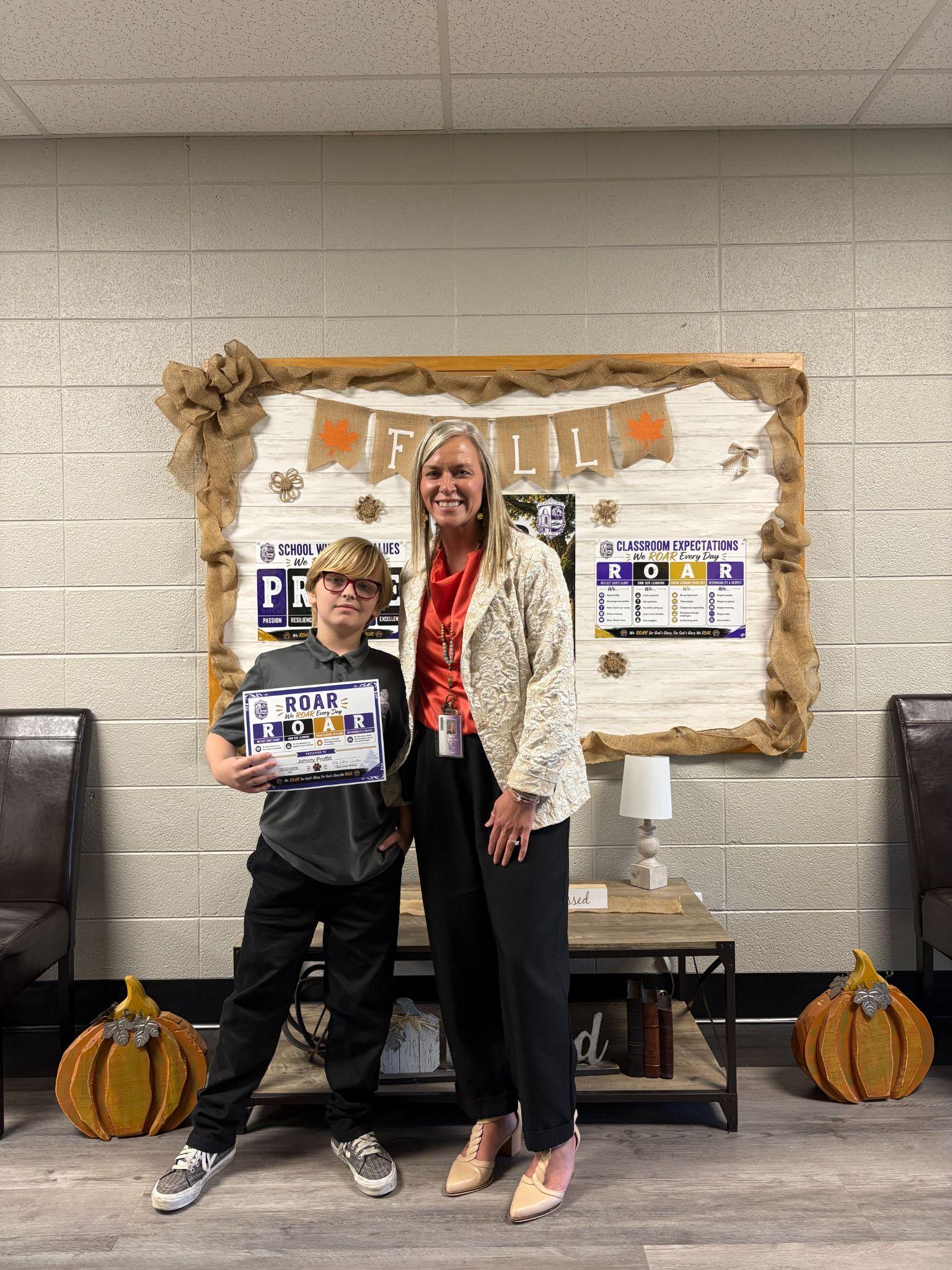 Johnny Proffitt, TKA ROAR Student of the Week