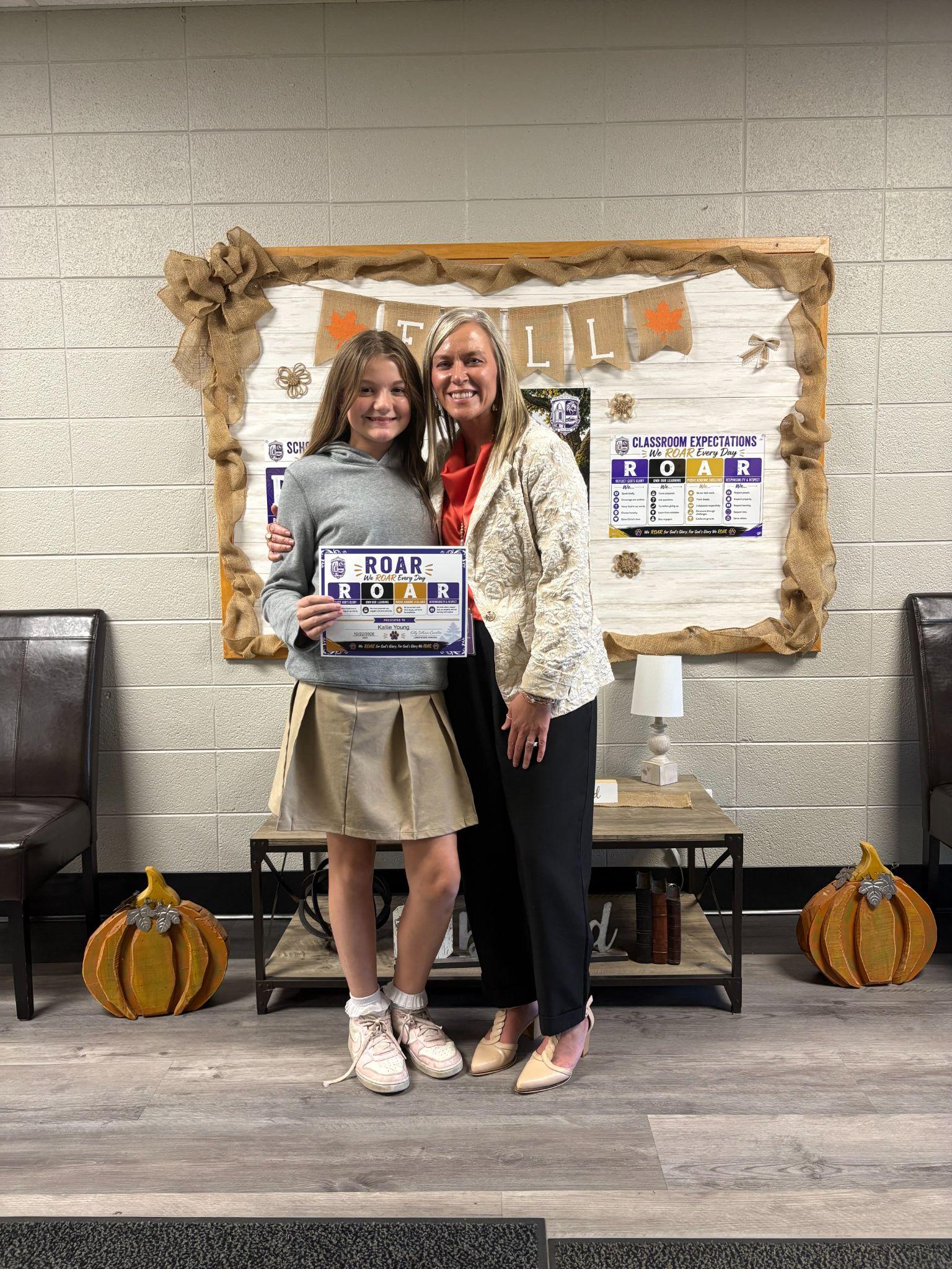 Kallie Young, TKA ROAR Student of the Week