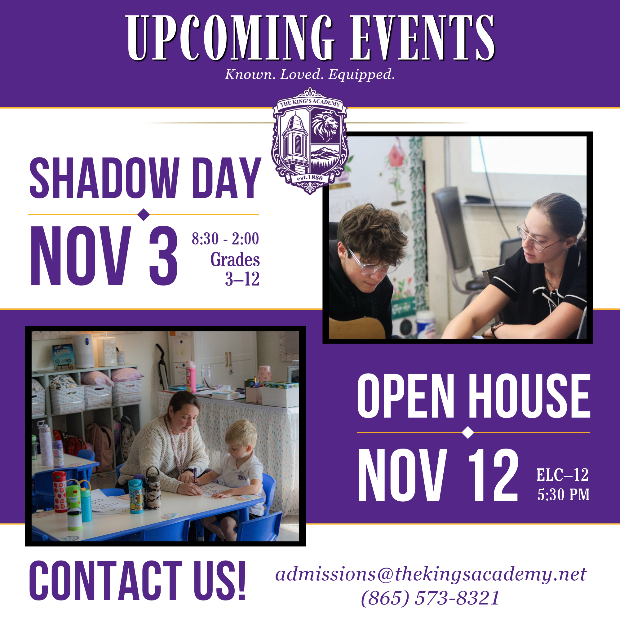 The King's Academy Upcoming Admissions Events